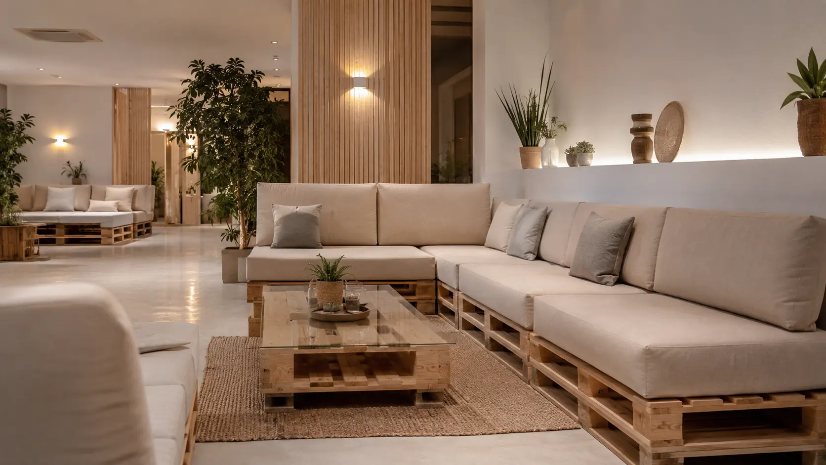 Zona lounge del club social de cannabis Green City en Sevilla